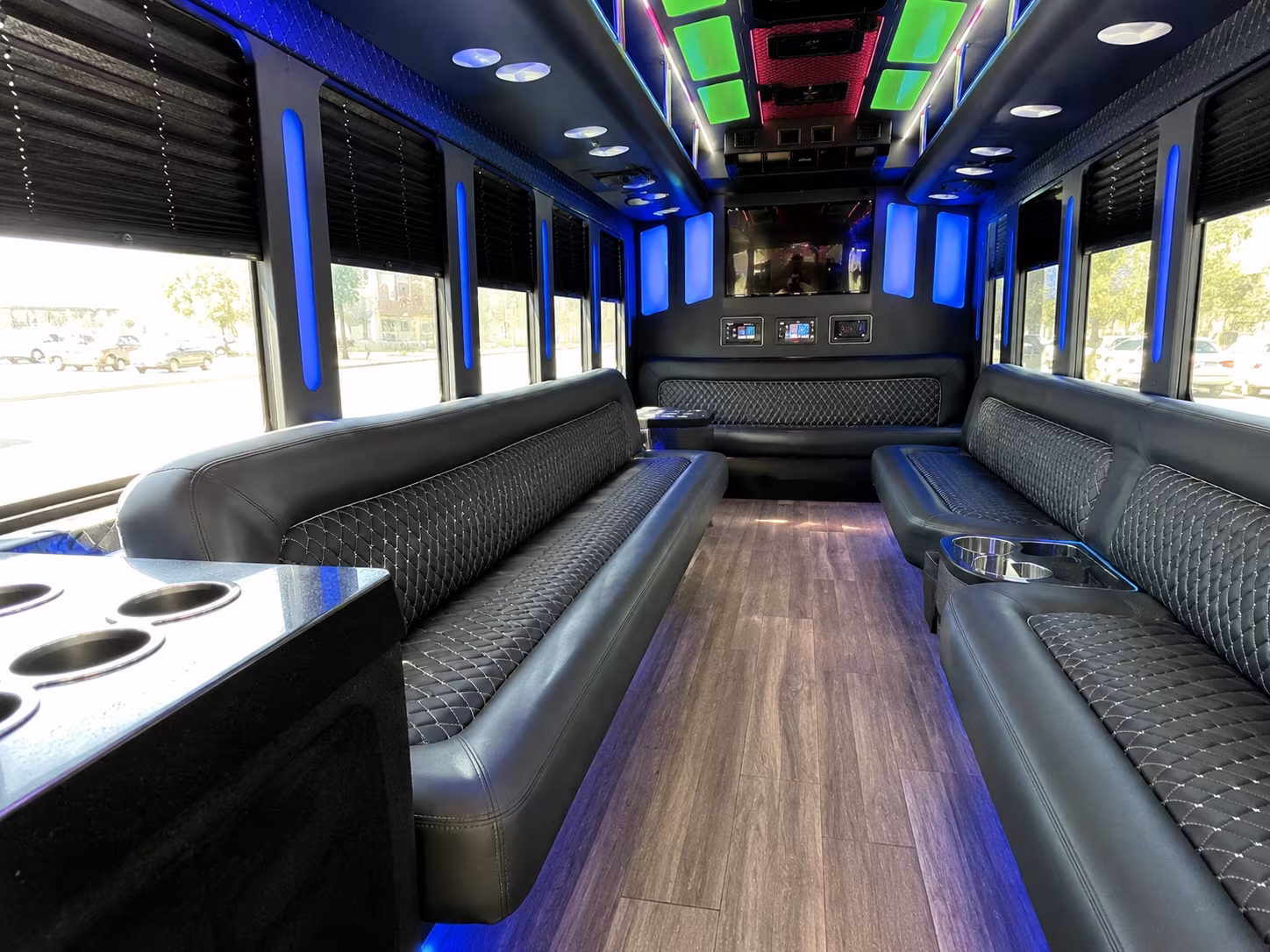 suffolk 15 passenger party bus inside