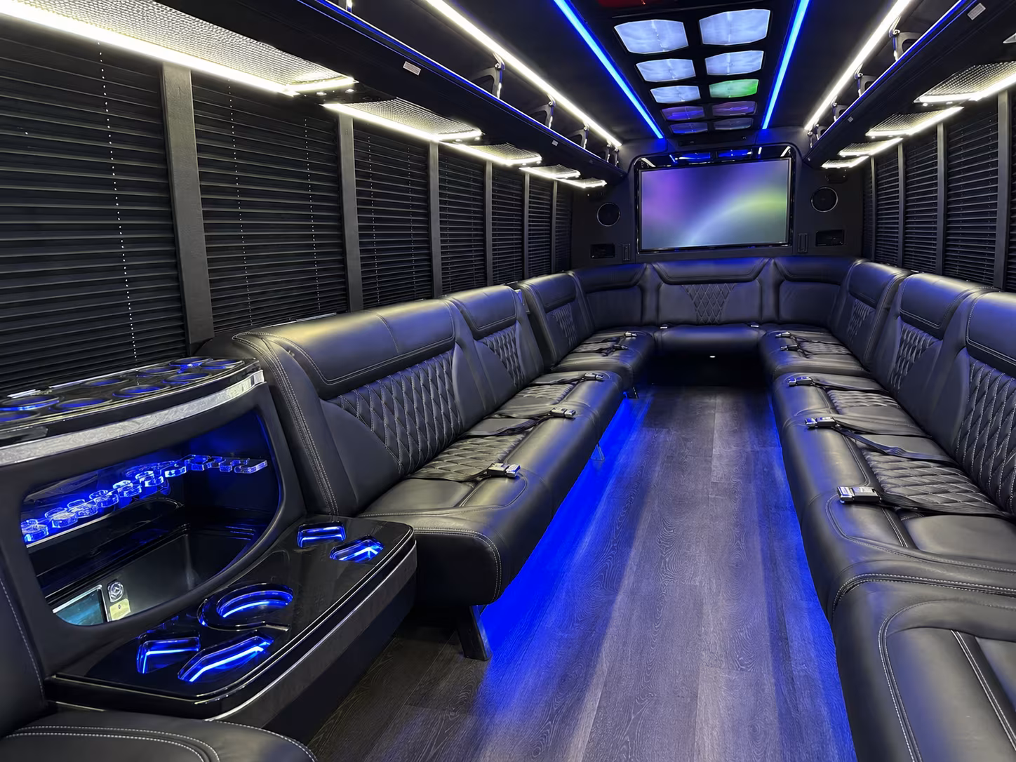 suffolk 20 passenger party bus inside