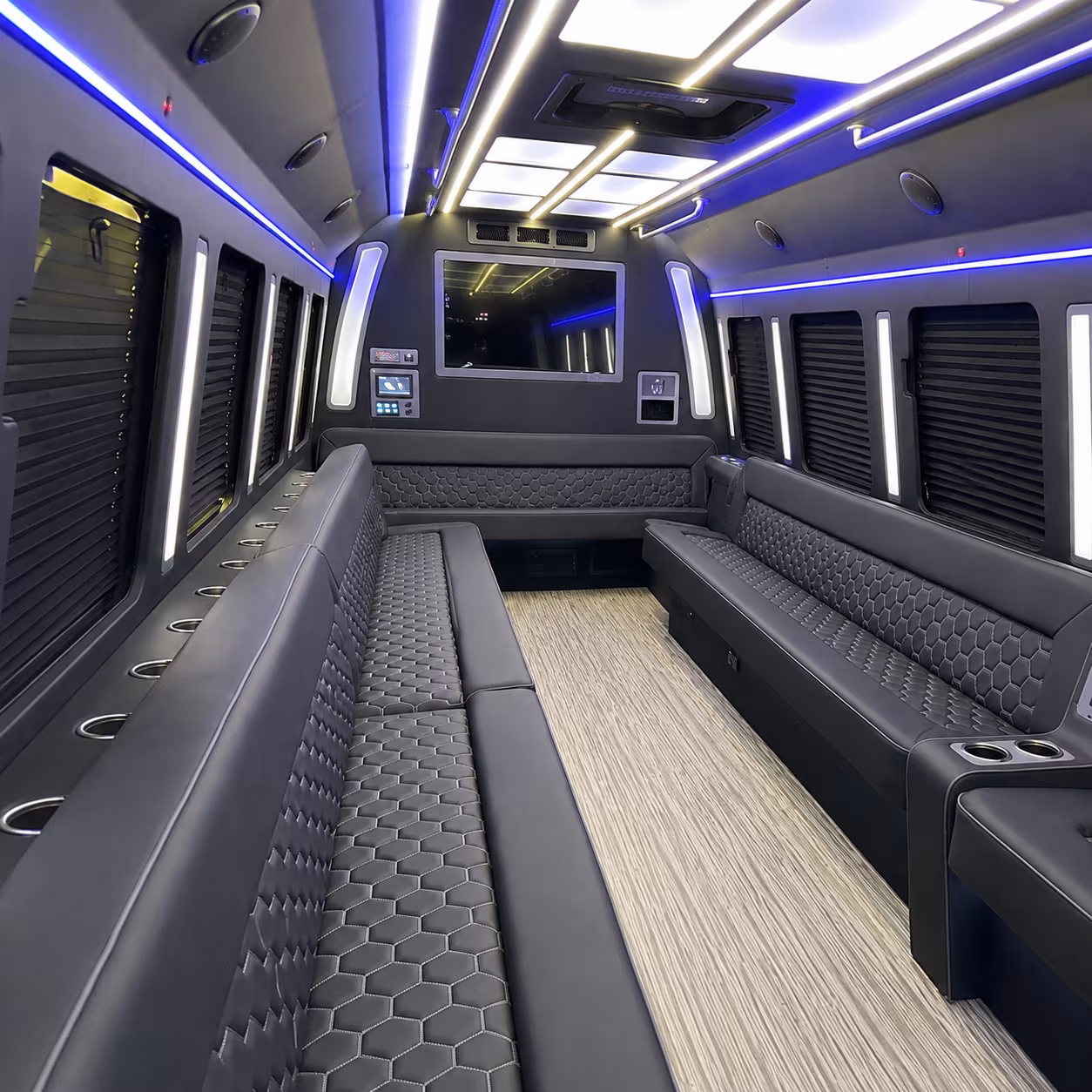 suffolk 40 passenger party bus inside